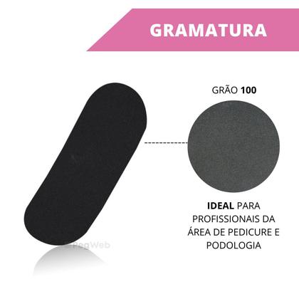 Imagem de 50 Lixas para Pés Refil Descartável com 1 Base Suporte Acrílico Profissional