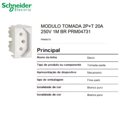Imagem de 50 Módulo de Tomada PB Schneider Linha Decor 2P+T 250V 20A PRM04731