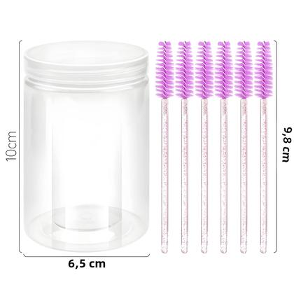 Imagem de 50 Peças de Escovas para Extensão de Cílios e Sobrancelhas - com Recipiente