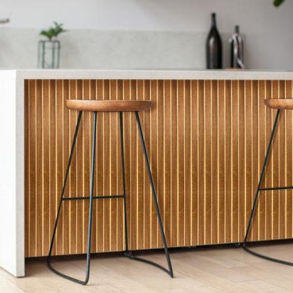 Imagem de 50 Placas Adesivas Painel Mdf Madeira Ripada Montável 50x11 Freijó,Imbuia e Preto