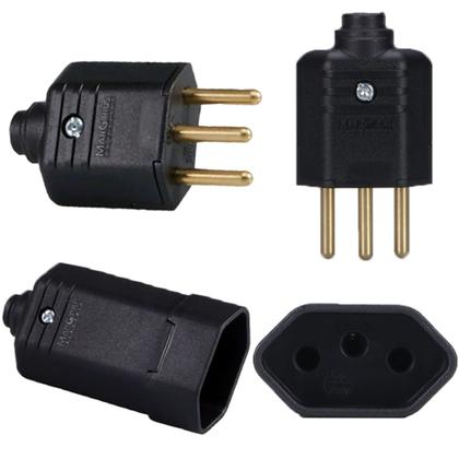 Imagem de 50 Plug Macho 3 Pinos + 50 Tomadas Fêmea 10a Preto Margirius