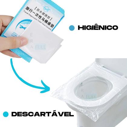 Imagem de 50 Protetores Assento Sanitário Descartável Plástico Privada Folha Forro Banheiro Público Viagem Kit