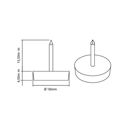 Imagem de 50 Sapata Prego Para Moveis Cadeira Mesa 18X4,5Mm Branca