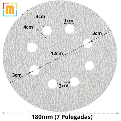 Imagem de 50 X Lixas Disco Anti-Empastamento 7 Polegadas 180mm 8 Furos Pluma Grão Lixadeira Politriz KaQi