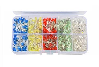 Imagem de 500 Peças Diodo Led 3Mm Luz Componente Eletronico C. Caixa