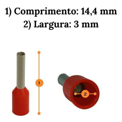 Imagem de 500 Terminais Elétricos Tubulares Ilhós Vermelho 1,0 mm Instalação Fiação 1mm Condutor Isolado Simples Tubo Tubolar