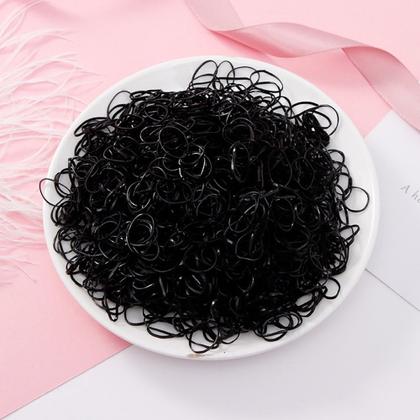 Imagem de 500 Unidades Elásticos Pretos Pequenos De Silicone Para Cabelo