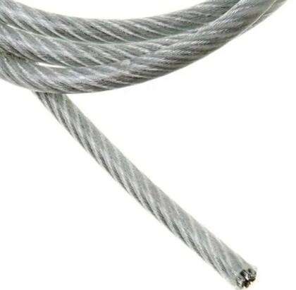 Imagem de 50mts Cabo De Aço Revestido Pvc Cristal 2mm Varal + 4 Clips