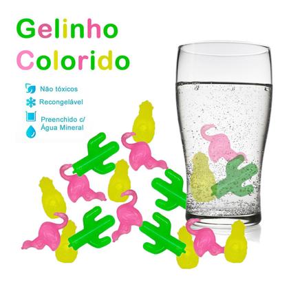 Imagem de 50un Cubo gelo reutilizável gelinho artificial colorido