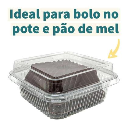 Imagem de 50Un Embalagem Bolo Pote 200Ml Quadrada Descartáve Brigadeir