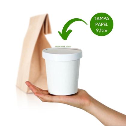 50un Tampa Papel Branca Zero Plástico 9,1cm 100% Bio - ANDERS Pack Imagem de 50un Tampa Papel Branca Zero Plástico 9,1cm 100% Bio