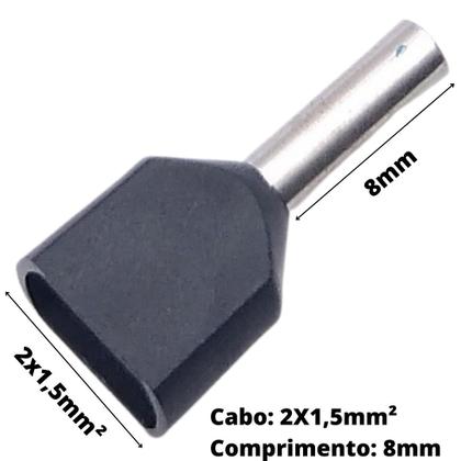 Imagem de 50un Terminal Tubular Ilhós Pré-isolado Duplo de 1,5mm² a 10mm²