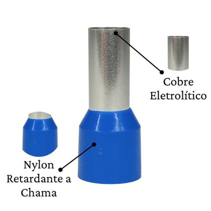 Imagem de 50x Conectores Elétricos Ilhós Simples Isolado Azul 16mm Terminal Tubular Ilhos Tubo Pré Isolado Eletrolítico