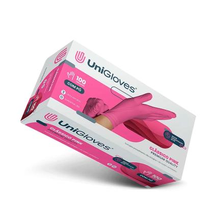 Imagem de 5cxs luvas proced látex c pó unigloves pink 100un