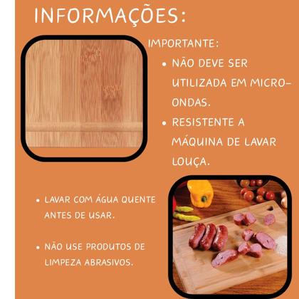 Imagem de 5tabua Corte Carne Madeira Bambu Churrasco Cozinha Mor 25x35