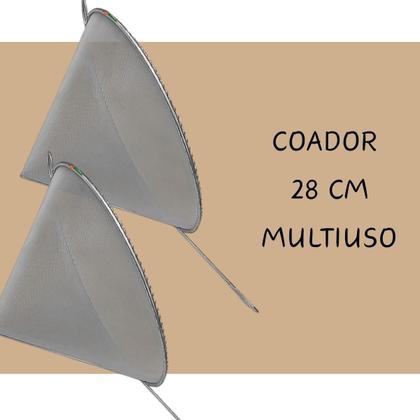 Imagem de 5u Coador E Funil C/ Cabo P/ Óleo Inox 20x28cm Cônico Cone