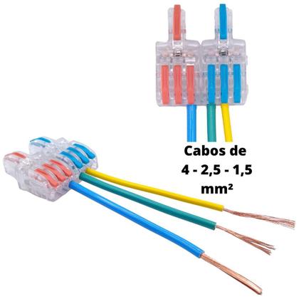 Imagem de 5un Conector Elétrico Emenda Derivação Para Iluminação 6 vias 1 entrada 5 saídas 4mm² 32A/400V Laranja