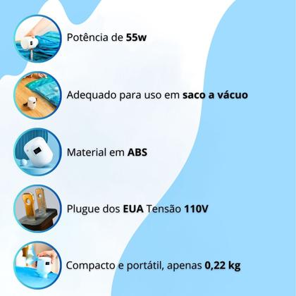 Imagem de 5Un Sacos Vácuo 70x110 Cm Com Bomba Elétrica Guarda Roupa
