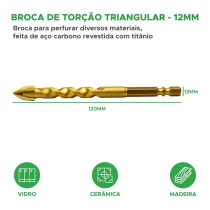 Imagem de 5x Broca De Torção Triangular 12mm - Estojo Profissional