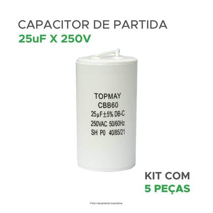 Imagem de 5x Capacitor Partida 25uf - 250v P/ Motor Portão Eletrônico