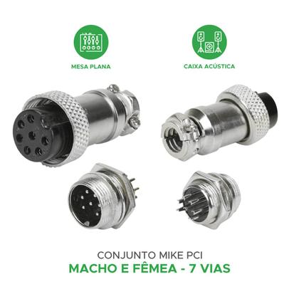 Imagem de 5x Conjunto Plug Conector Mike Kit Macho E Fêmea 7 Pinos