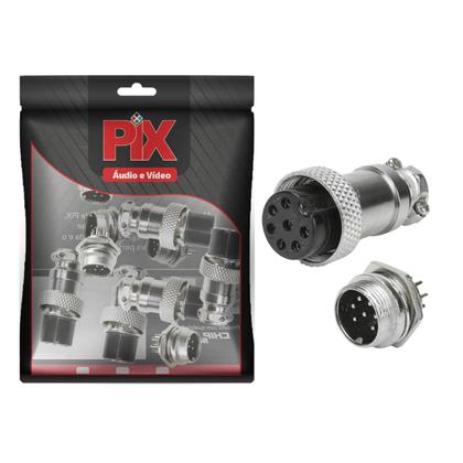 Imagem de 5x Conjunto Plug Conector Mike Kit Macho E Fêmea 7 Pinos