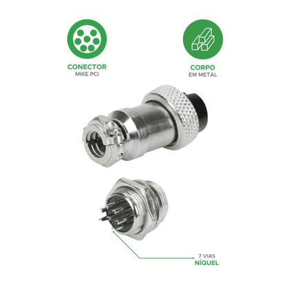Imagem de 5x Conjunto Plug Conector Mike Kit Macho E Fêmea 7 Pinos