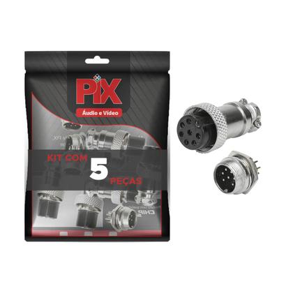 Imagem de 5x Conjunto Plug Conector Mike Kit Macho E Fêmea 7 Pinos