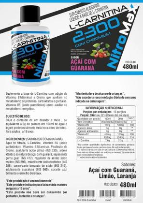 Imagem de 5x l-carnitina 2300 com chromium 480ml sabor laranja