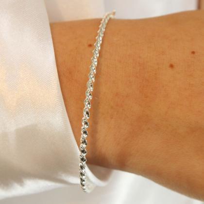 Imagem de 6 Bracelete Pulseira Oval Torcido Trabalhado Atacado Prata