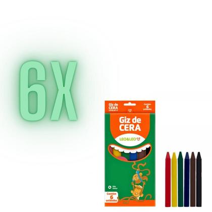 Imagem de 6 Caixinha Giz De Cera Mini 6 Cores Leo leo Atacado