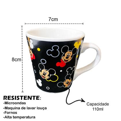 Imagem de 6 Caneca Xicara Personalizado Minnie e Mickey Disney de Porcelana 110 ml