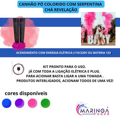 Imagem de 6 Canhões Pó Colorido com Serpentina + 2 Latas Fumaça - Chá Revelação