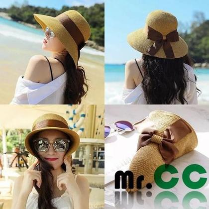Imagem de 6 Chapéu Praia Feminino Viseira Palha Aba Luxo Piscina Verão