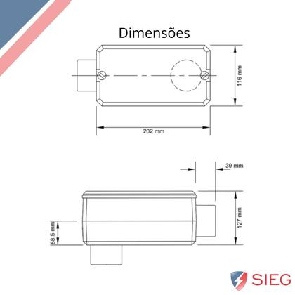Imagem de 6 Condulete Tipo Lb Em Alumínio Sem Rosca Medida 2 1/2 Sieg Prateado