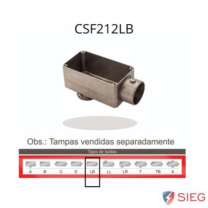 Imagem de 6 Condulete Tipo Lb Em Alumínio Sem Rosca Medida 2 1/2 Sieg Prateado