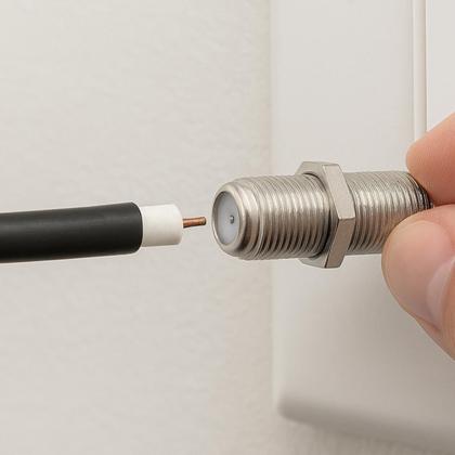 Imagem de 6 Conector Emenda F Fêmea Com Porca e Arruela Cabo Coaxial
