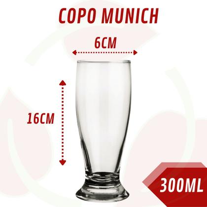 Imagem de 6 Copo de Vidro Munich Nadir Tulipa 300ML Cerveja Chopp