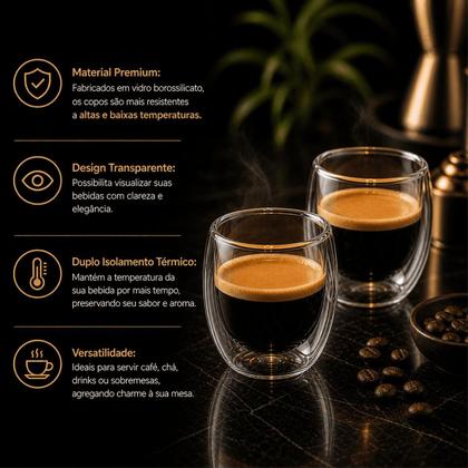 Imagem de 6 Copos De Vidro Borasilicato Dupla camada 100ml Nespresso