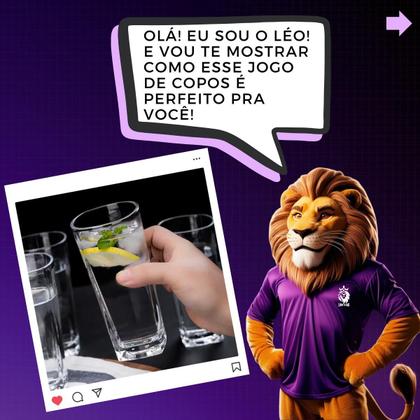 Imagem de 6 Copos Quadrados Vidro 320ml Jogo Sofisticado Kit Resistente Design Conjunto Moderno Elegante Festa