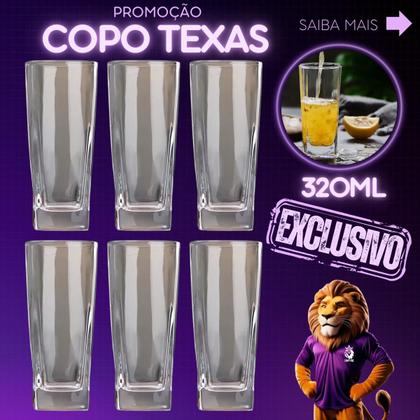 Imagem de 6 Copos Quadrados Vidro 320ml Jogo Sofisticado Kit Resistente Design Conjunto Moderno Elegante Festa