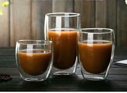 Imagem de 6 Copos Vidro Duplo Parede Dupla P Café Chá Água Drink 150ml