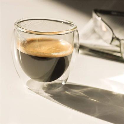 Imagem de 6 Copos Vidro Duplo Parede Dupla P Café Chá Água Drink 80ml