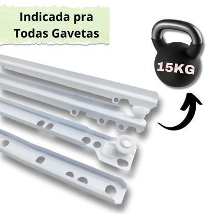 Imagem de 6 Corrediça de 40cm  400mm 3 PAR Gaveta Moveis Armário Trilho Reforçada Corredica Gavetas Corrediças Armario 3 Pares Branco Branca