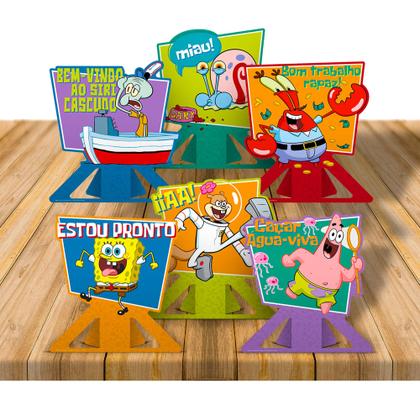 Imagem de 6 Display de mesa Decoração Bob Esponja Festa Aniversário