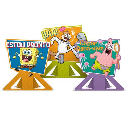 Imagem de 6 Display de mesa Decoração Bob Esponja Festa Aniversário
