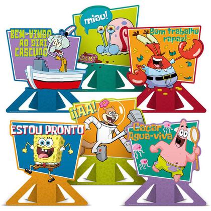 Imagem de 6 Display de mesa Decoração Bob Esponja Festa Aniversário
