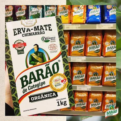 Imagem de 6 Erva Mate Chimarrão BARÃO ORGÂNICA Vácuo Sem Glúten 1kg