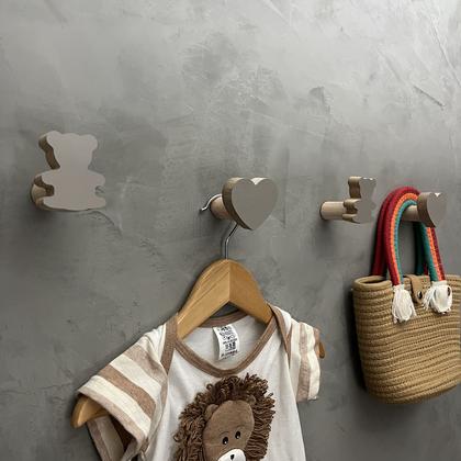 Imagem de 6 Ganchos de parede Urso e Coração decoração infantil safari