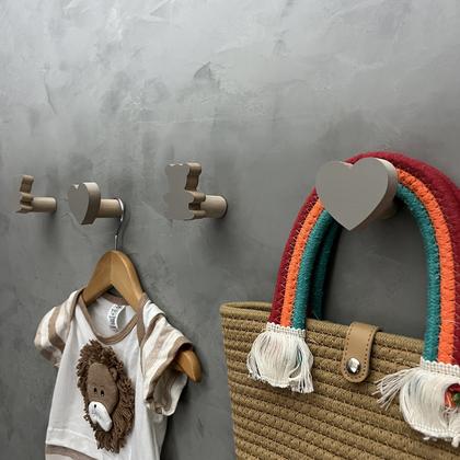 Imagem de 6 Ganchos de parede Urso e Coração decoração infantil safari